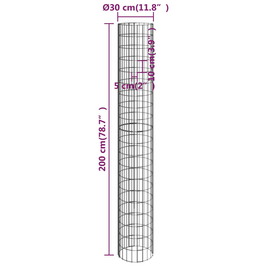 Gabion Paal Rond Ø30X200 Cm Gegalvaniseerd Staal Ø 30 x 200 cm