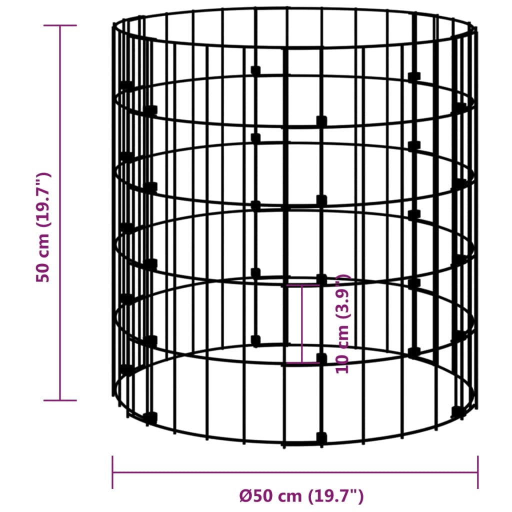 Gabion Paal Rond Ø50X50 Cm Gegalvaniseerd Staal Ø 50 x 50 cm