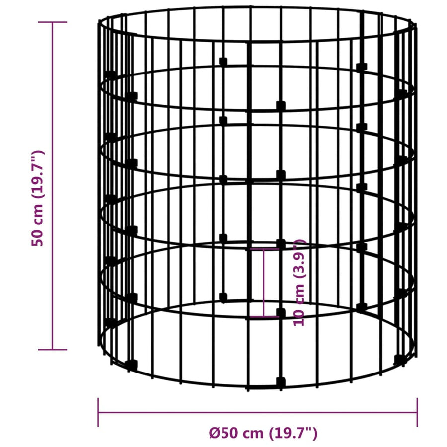 Gabion Paal Rond Ø50X50 Cm Gegalvaniseerd Staal Ø 50 x 50 cm