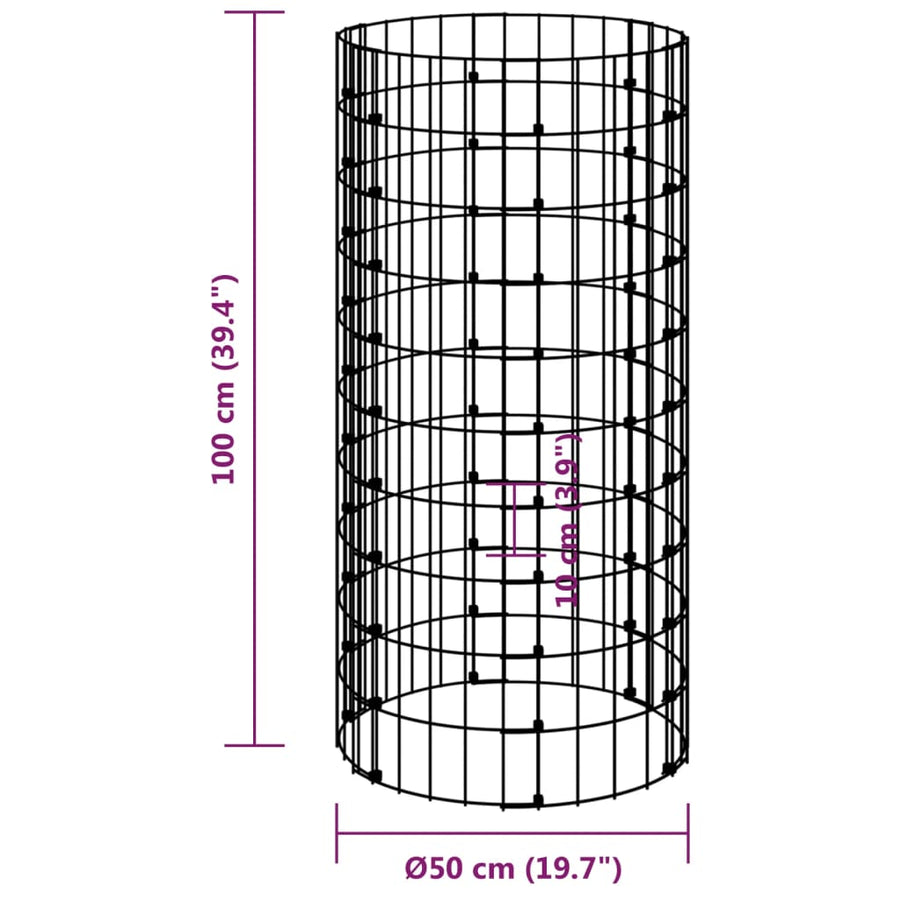 Gabion Paal Rond Ø50X00 Cm Gegalvaniseerd Staal Ø 50 x 100 cm