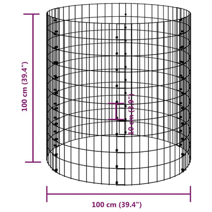 Gabion paal rond Ø100x100 cm gegalvaniseerd staal Ø 100 x 100 cm