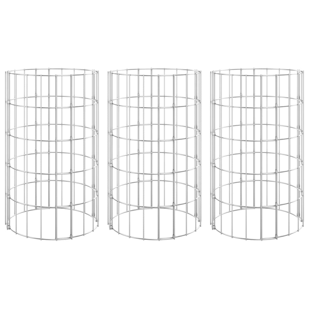 Gabion Plantenbakken 3 St Rond Verhoogd Ø30X50 Cm Staal Ø 30 x 50 cm (3 pcs)