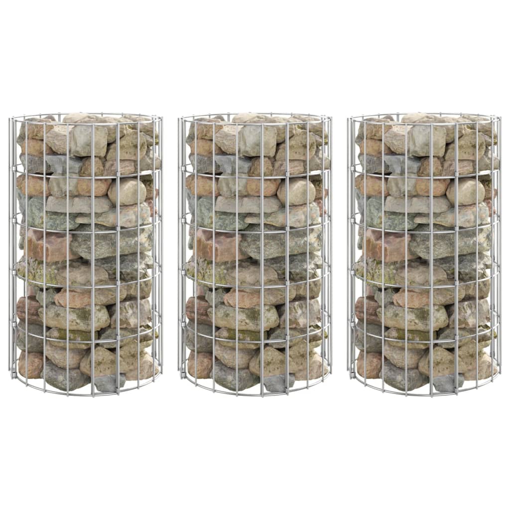 Gabion Plantenbakken 3 St Rond Verhoogd Ø30X50 Cm Staal Ø 30 x 50 cm (3 pcs)