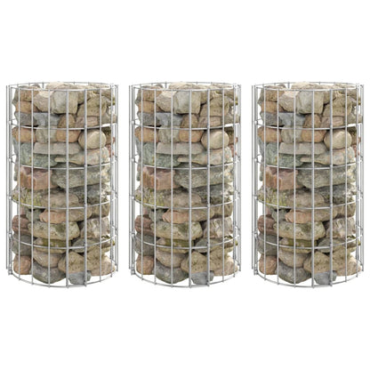 Gabion Plantenbakken 3 St Rond Verhoogd Ø30X50 Cm Staal Ø 30 x 50 cm (3 pcs)