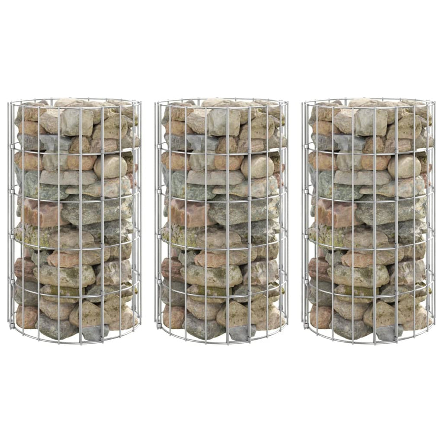 Gabion Plantenbakken 3 St Rond Verhoogd Ø30X50 Cm Staal Ø 30 x 50 cm (3 pcs)