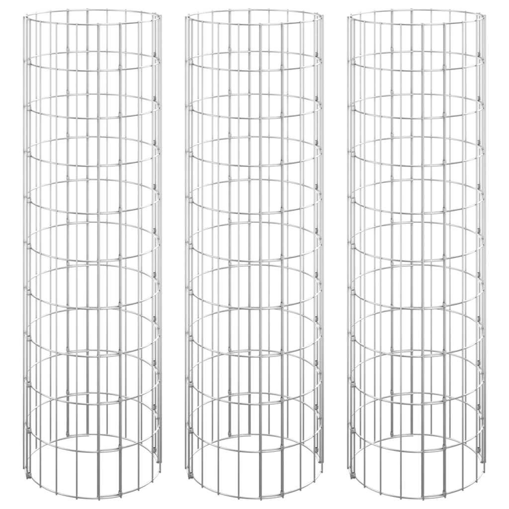 Gabion Plantenbakken 3 St Rond Verhoogd Ø30X00 Cm Staal Ø 30 x 100 cm (3 pcs)