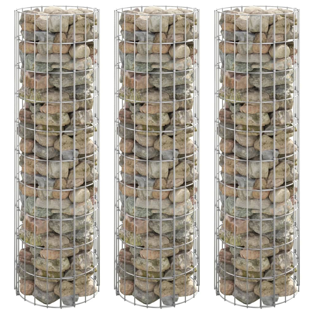 Gabion Plantenbakken 3 St Rond Verhoogd Ø30X00 Cm Staal Ø 30 x 100 cm (3 pcs)