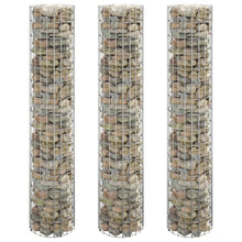 Gabion plantenbakken 3 st rond verhoogd Ø30x150 cm staal