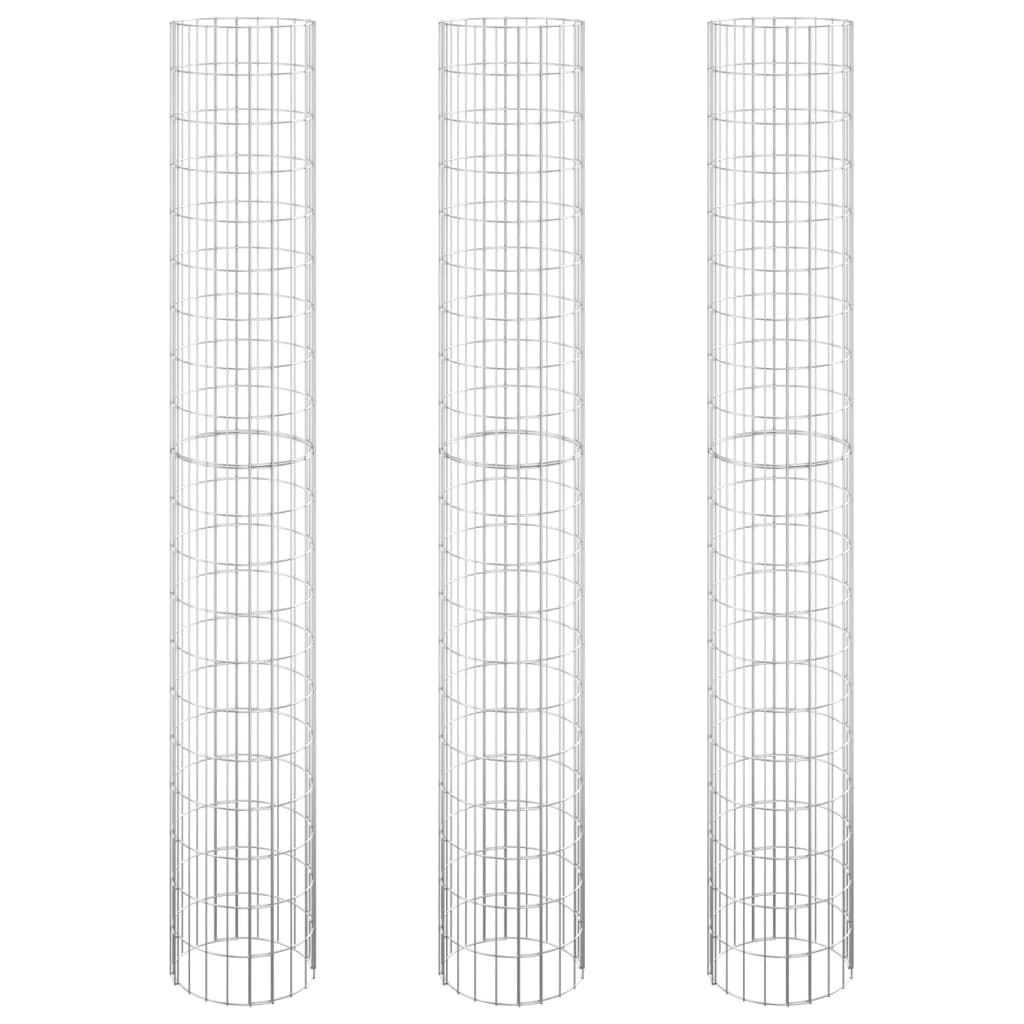 Gabion Plantenbakken 3 St Rond Verhoogd Ø30X200 Cm Staal Ø 30 x 200 cm (3 pcs)