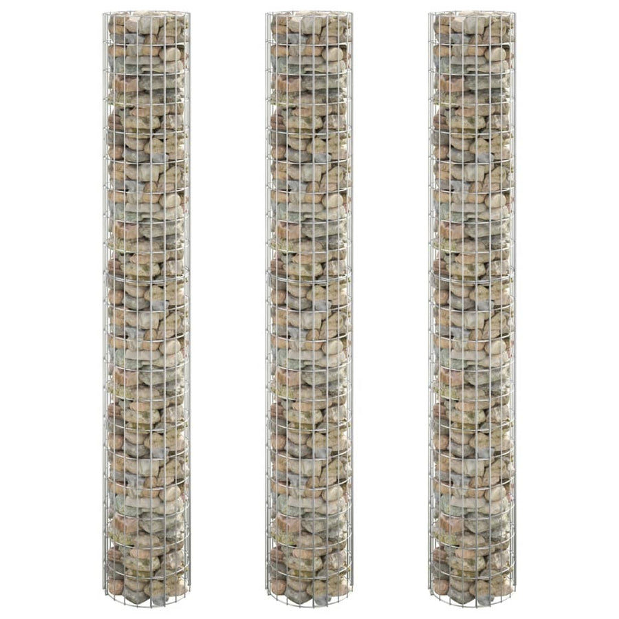 Gabion Plantenbakken 3 St Rond Verhoogd Ø30X200 Cm Staal Ø 30 x 200 cm (3 pcs)