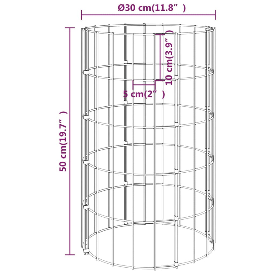 Gabion Plantenbakken 4 St Rond Verhoogd Ø30X50/00/50/200 Cm Ø 30 x 50/100/150/200 cm (4 pcs)