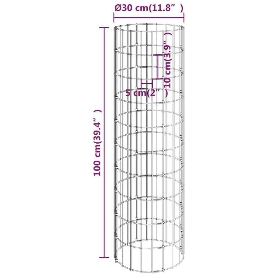 Gabion Plantenbakken 4 St Rond Verhoogd Ø30X50/00/50/200 Cm Ø 30 x 50/100/150/200 cm (4 pcs)