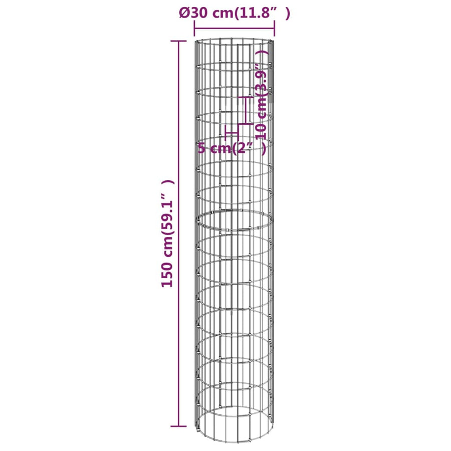 Gabion Plantenbakken 4 St Rond Verhoogd Ø30X50/00/50/200 Cm Ø 30 x 50/100/150/200 cm (4 pcs)