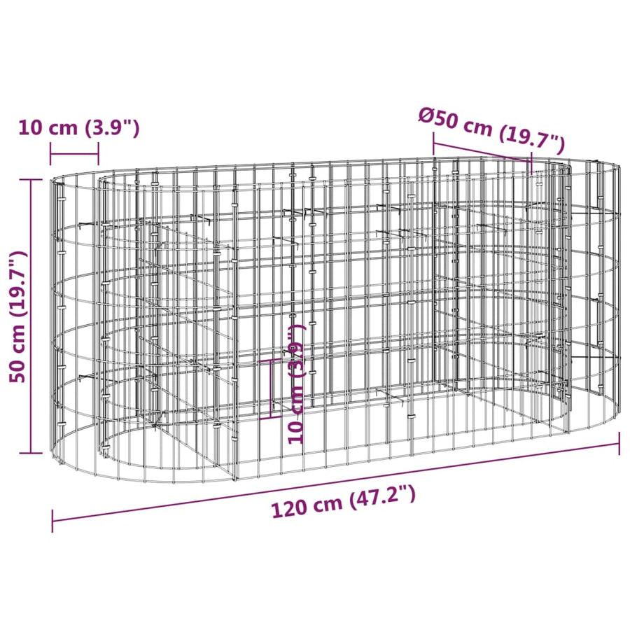 Gabion Plantenbak Verhoogd Gegalvaniseerd Ijzer 120 x 50 x 50 cm