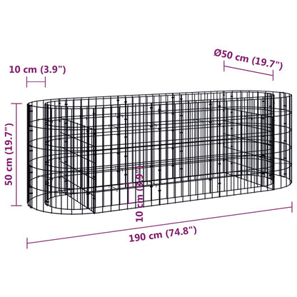 Gabion Plantenbak Verhoogd Gegalvaniseerd Ijzer 190 x 50 x 50 cm