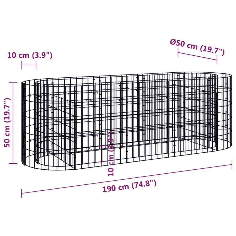 Gabion Plantenbak Verhoogd Gegalvaniseerd Ijzer 190 x 50 x 50 cm