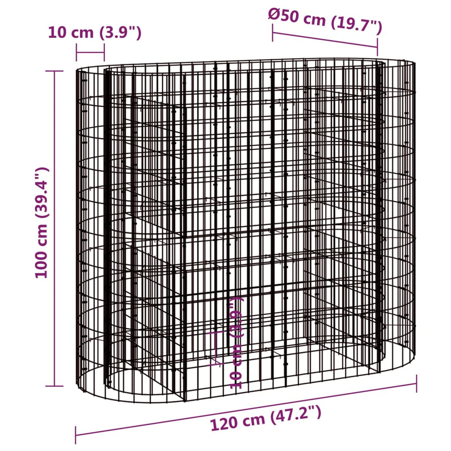 Gabion Plantenbak Verhoogd 120X50X100 Cm Gegalvaniseerd Ijzer