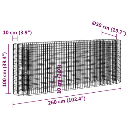 Gabion Plantenbak Verhoogd 260X50X100 Cm Gegalvaniseerd Ijzer