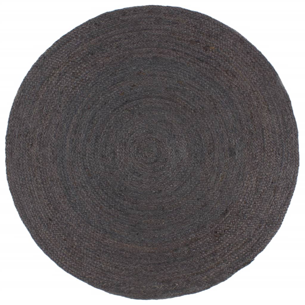 Vloerkleed Handgemaakt Rond Jute 210 cm Donkergrijs