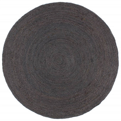 Vloerkleed Handgemaakt Rond Jute 210 cm Donkergrijs
