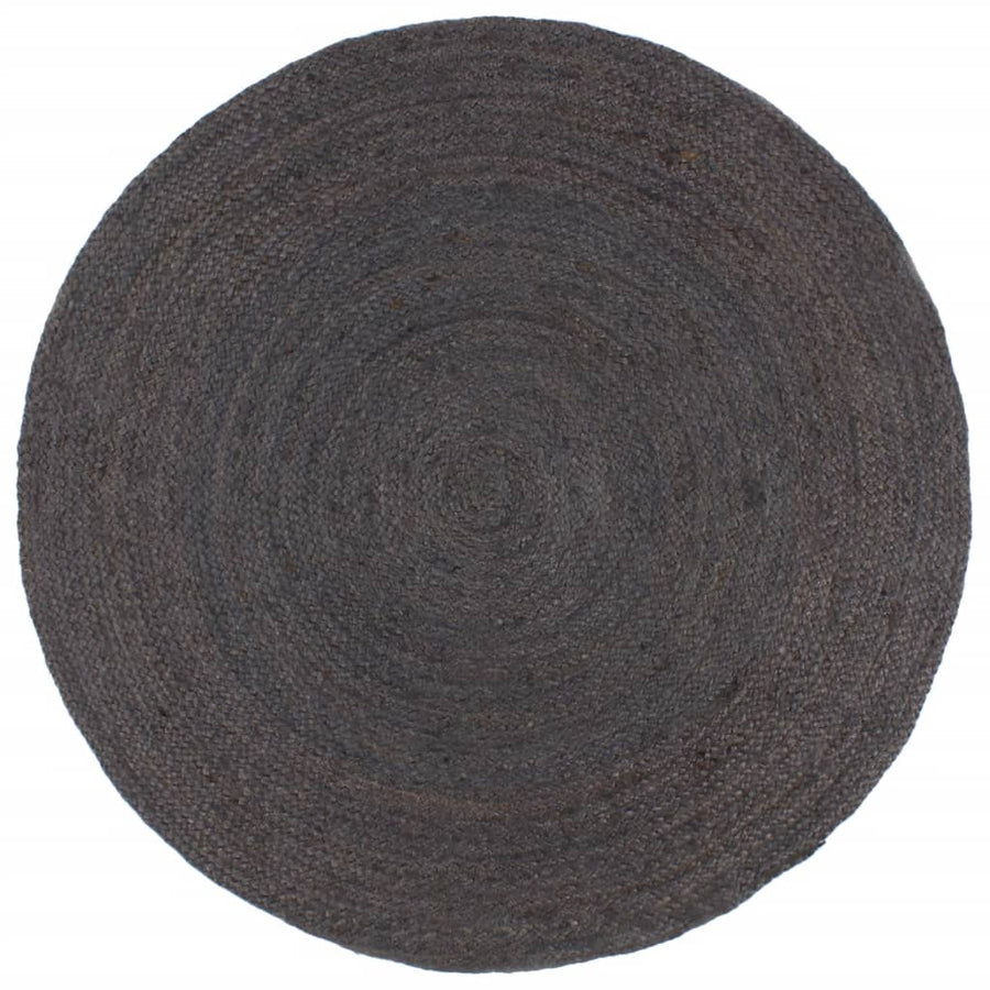 Vloerkleed Handgemaakt Rond Jute 210 cm Donkergrijs