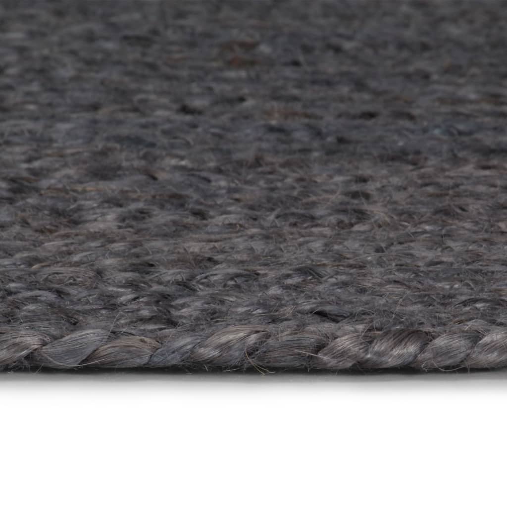 Vloerkleed Handgemaakt Rond Jute 210 cm Donkergrijs
