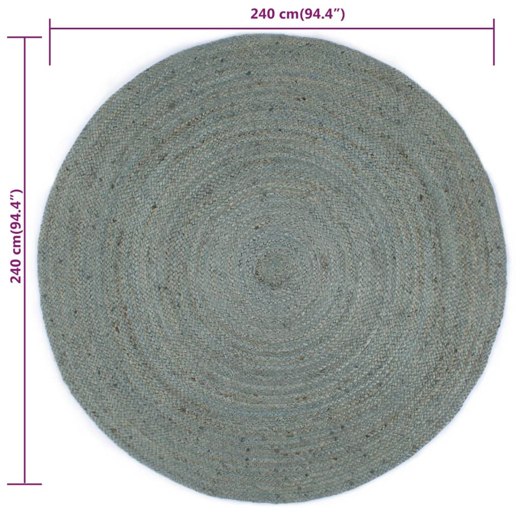 Vloerkleed Handgemaakt Rond 150 Cm Jute 240 cm Olijfgroen