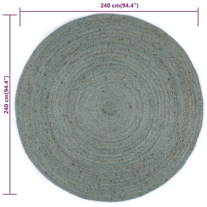 Vloerkleed Handgemaakt Rond 150 Cm Jute 240 cm Olijfgroen