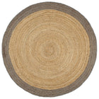 Handmade rug with grey border 210 cm jute