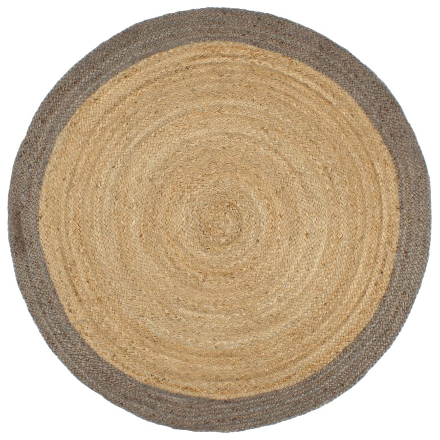 Vloerkleed Handgemaakt Met Grijze Rand 210 Cm Jute Grijs
