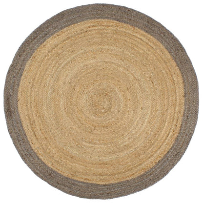 Vloerkleed Handgemaakt Met Grijze Rand 240 Cm Jute Grijs