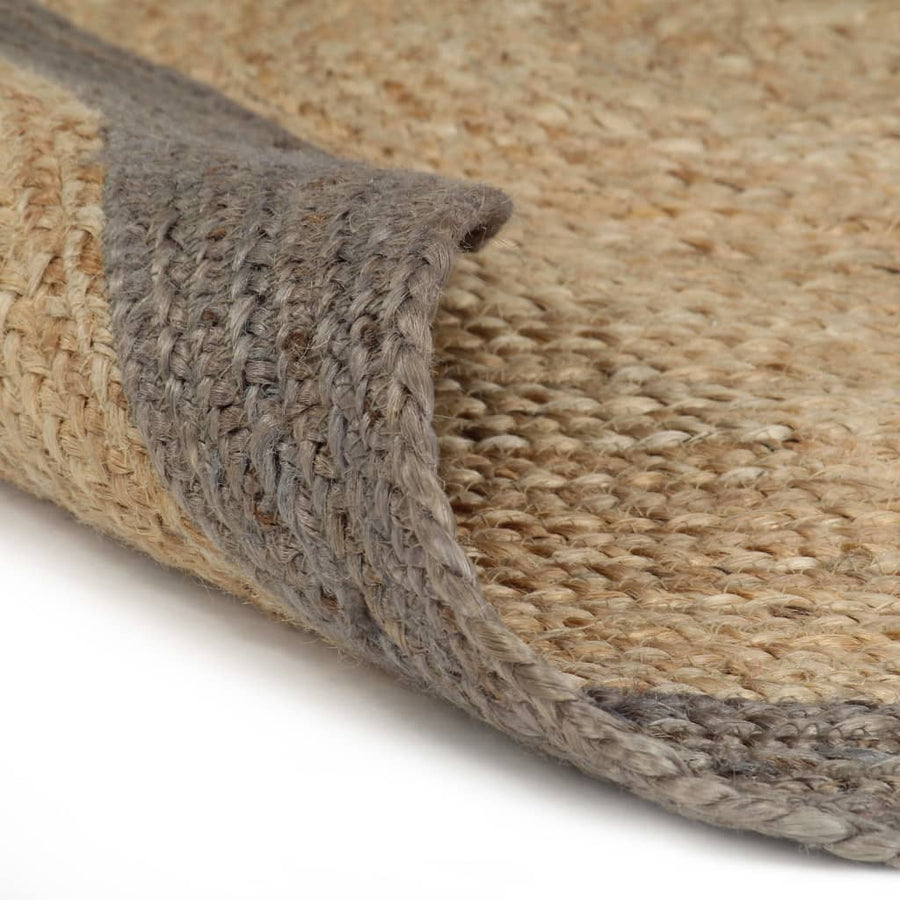 Vloerkleed Handgemaakt Met Grijze Rand 240 Cm Jute Grijs