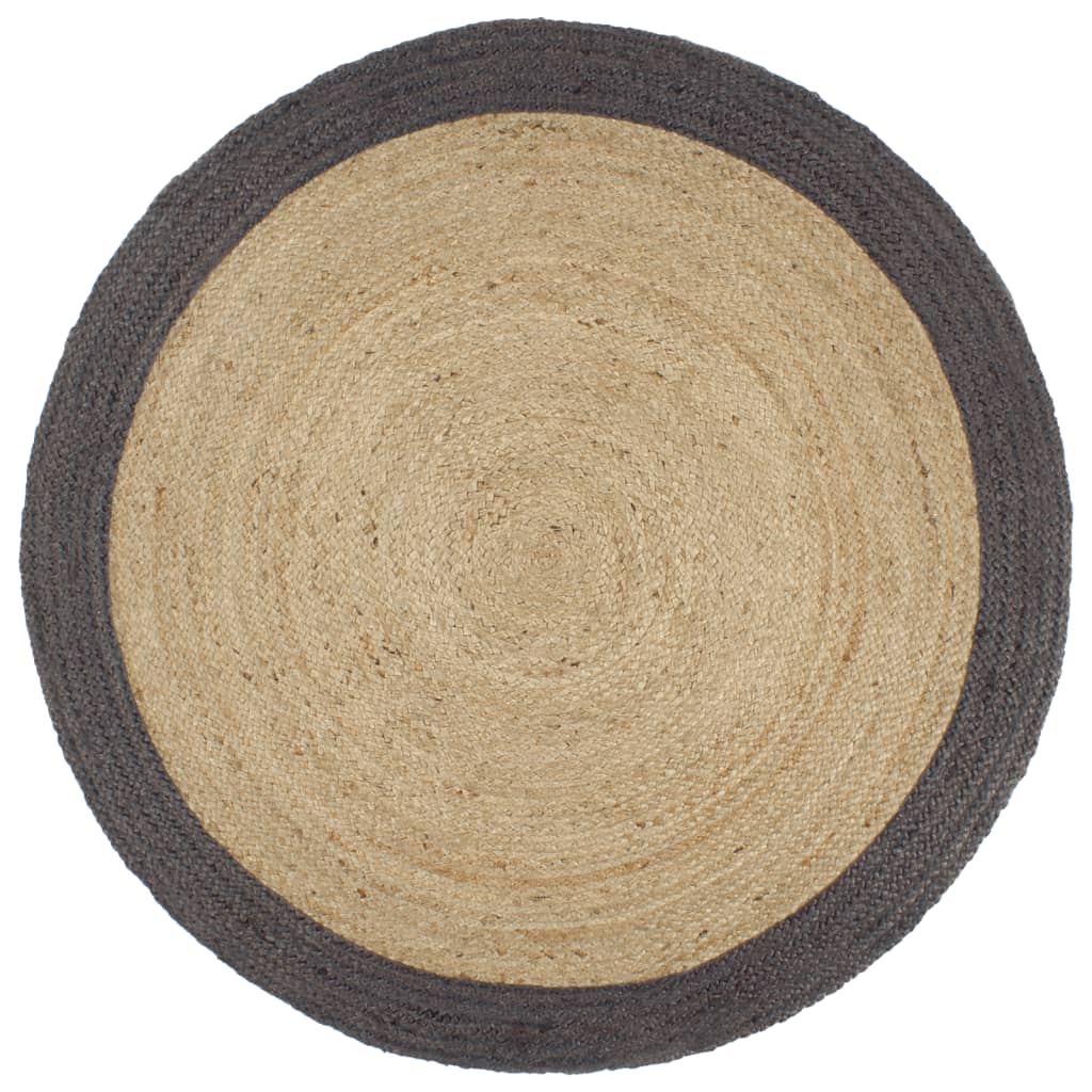 Vloerkleed Handgemaakt Met Grijze Rand 150 Cm Jute