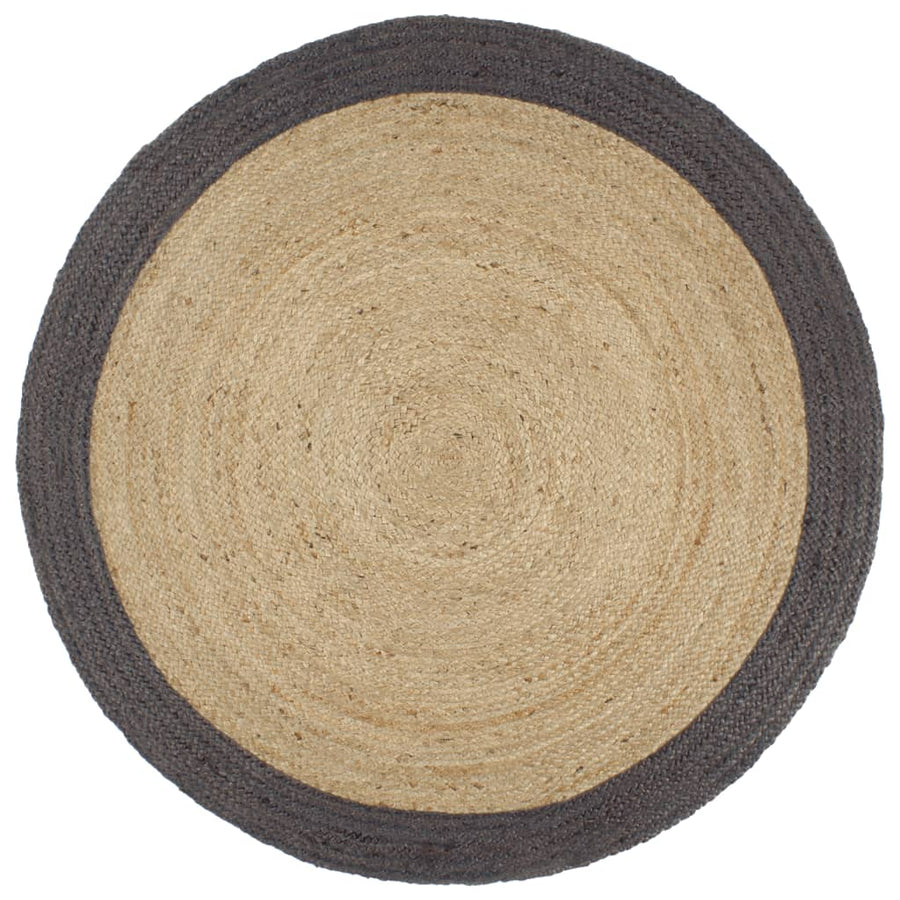 Vloerkleed Handgemaakt Met Grijze Rand 150 Cm Jute