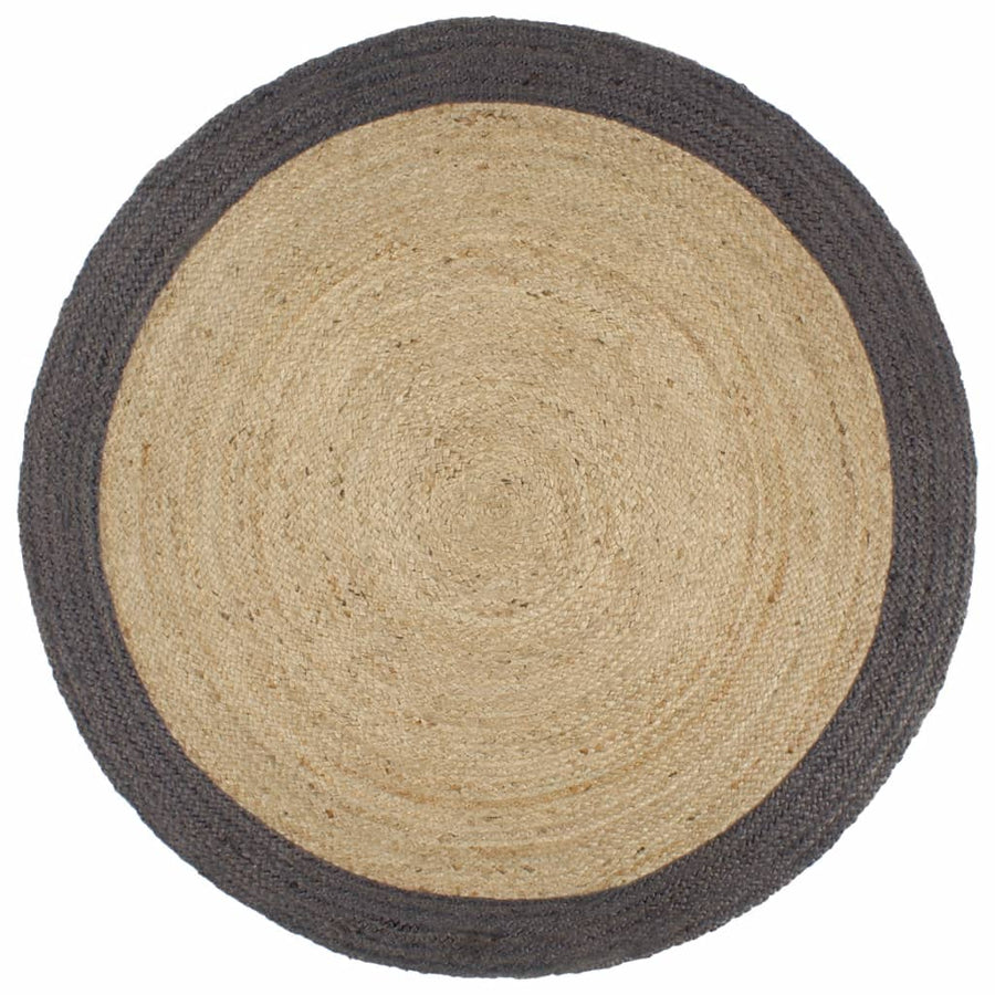 Vloerkleed Handgemaakt Met Donkergrijze Rand 240 Cm Jute Donkergrijs