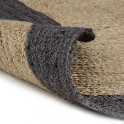 Vloerkleed Handgemaakt Met Donkergrijze Rand 240 Cm Jute Donkergrijs