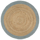 Handmade rug with olive green border 210 cm jute