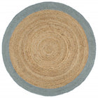 Vloerkleed jute 240 cm olijfgroene rand