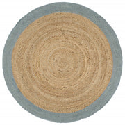 Vloerkleed jute 240 cm olijfgroene rand