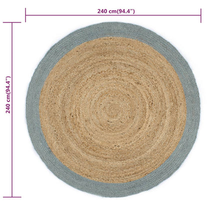 Vloerkleed Handgemaakt Met Olijfgroene Rand 240 Cm Jute
