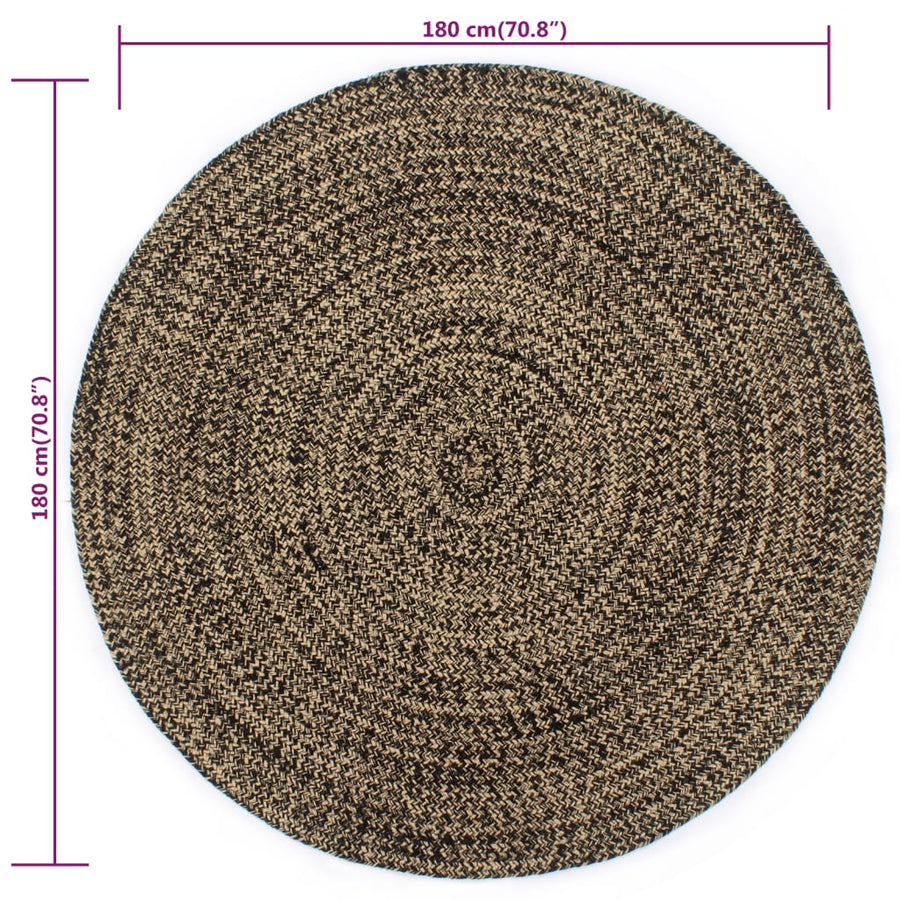 Vloerkleed Handgemaakt Jute En Bruin 180 cm Zwart
