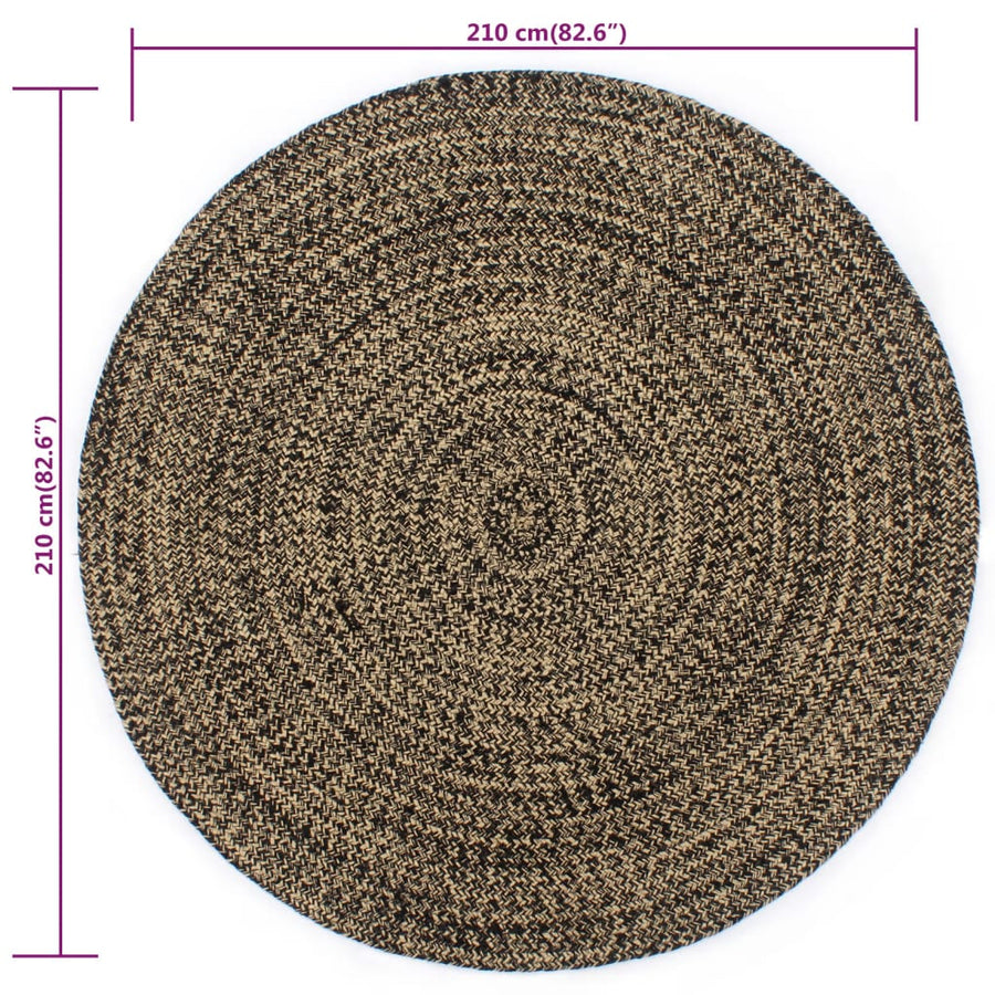 Vloerkleed Handgemaakt Jute En Bruin 210 cm Zwart