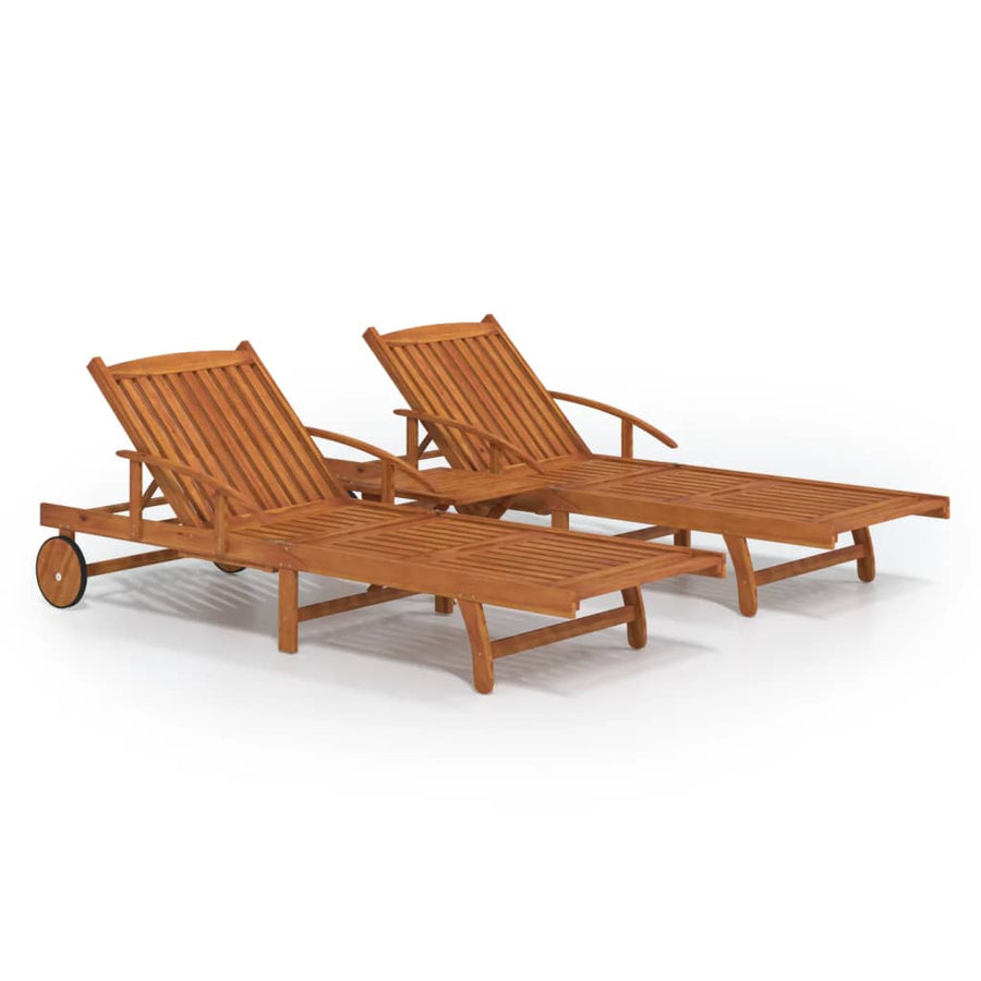 Ligbeddenset Met Tafel Massief Acaciahout 2 ligbedden met tafel