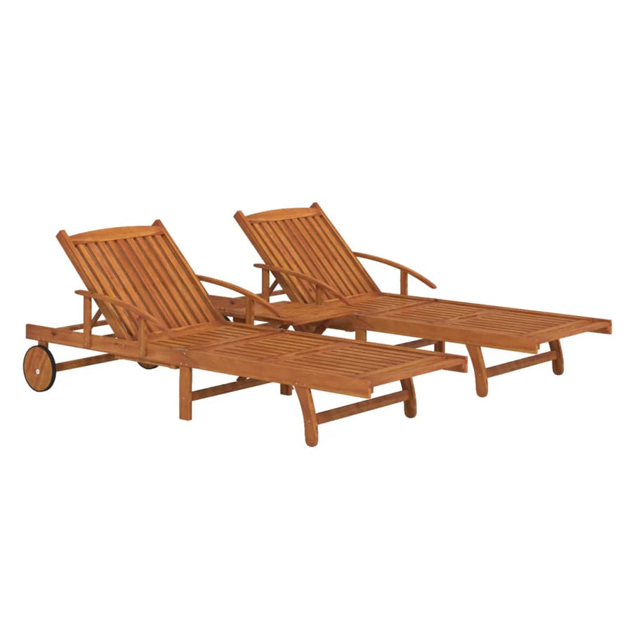 Ligbeddenset Met Tafel Massief Acaciahout 2 ligbedden met tafel