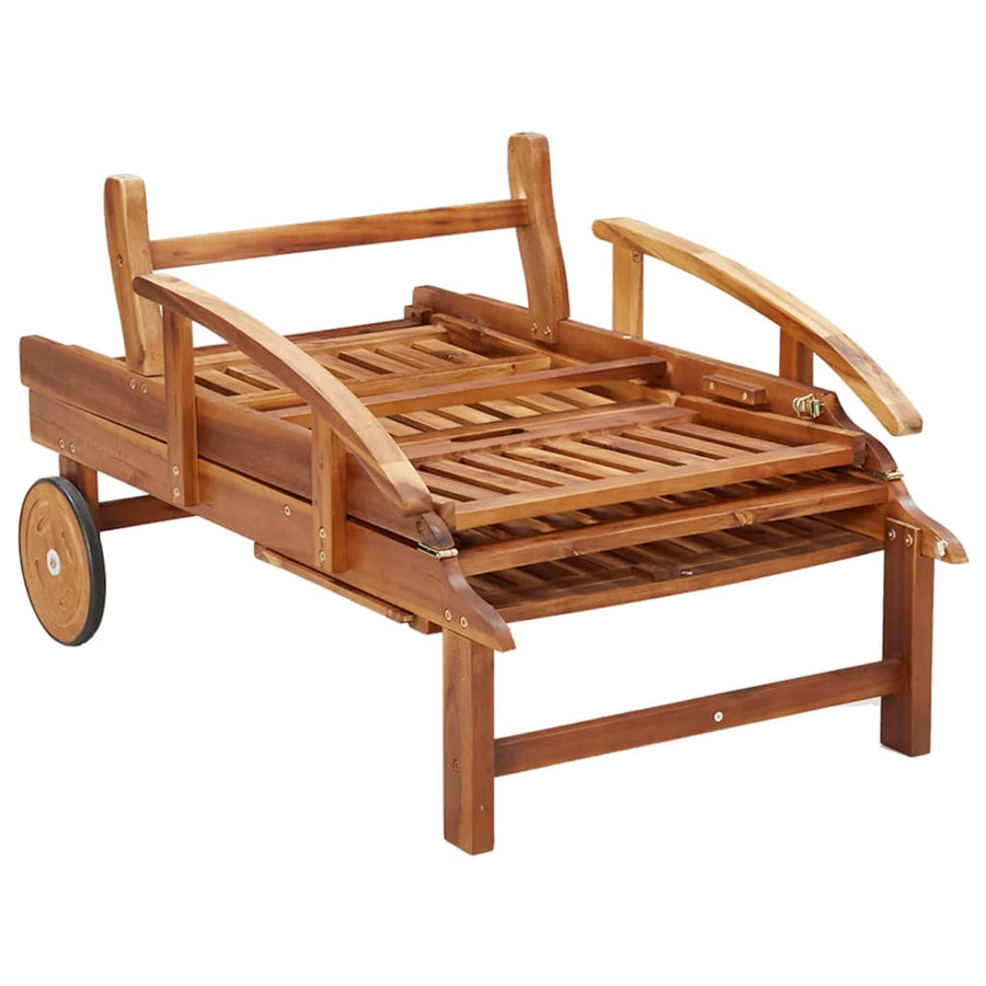 Ligbeddenset Met Tafel Massief Acaciahout 2 ligbedden met tafel