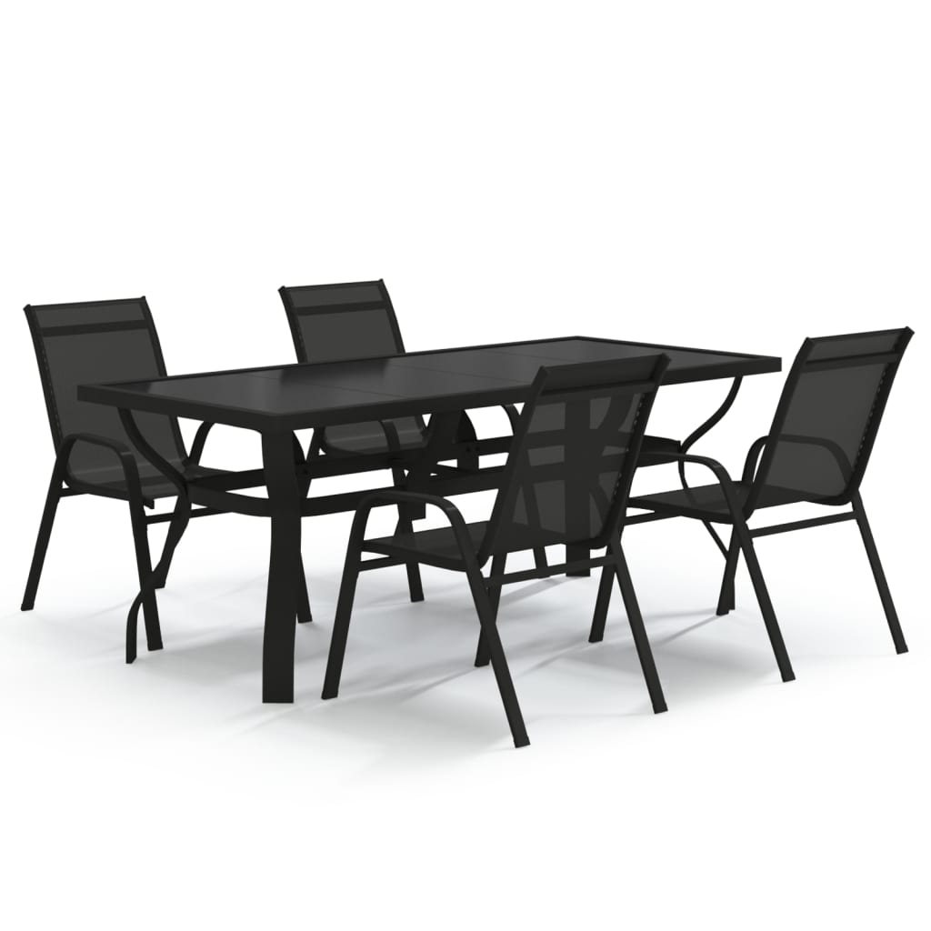 5-Delige Tuinset 4 180 cm tafellengte Zwart