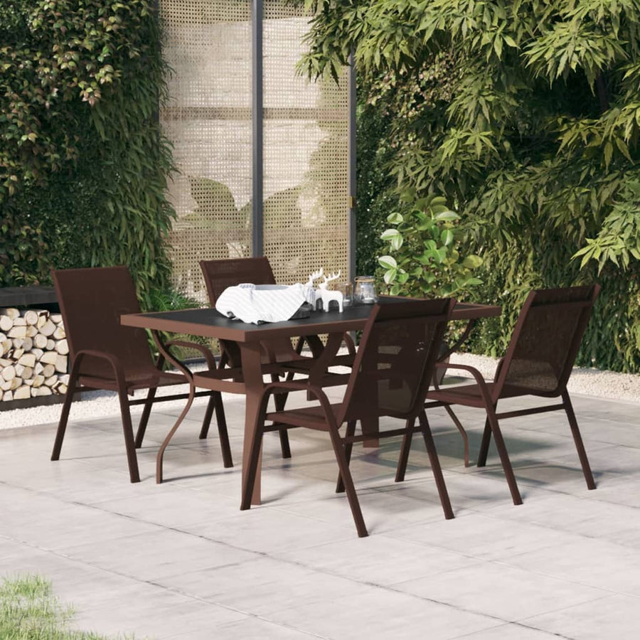 Tuinset 5 140 cm tafellengte Bruin en zwart
