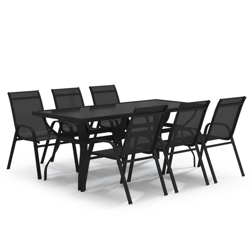 7-Delige Tuinset 6 180 cm tafellengte Zwart