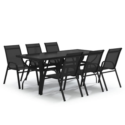 7-Delige Tuinset 6 180 cm tafellengte Zwart