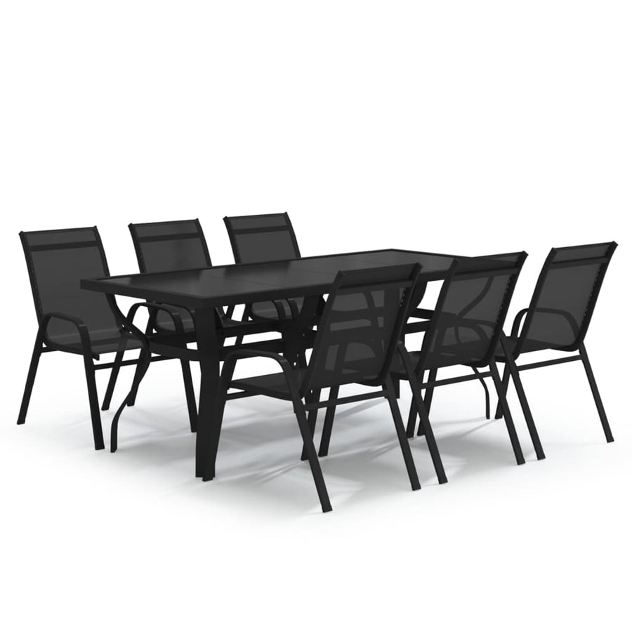 7-Delige Tuinset 6 180 cm tafellengte Zwart